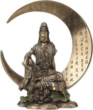 Kwan Yin on Crescent Moon 41755 Cold Cast Bronze 7.75&quot; H Goddess of Comp... - $44.55