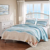 Greenland Home Maui Embroidered Coastal Quilt and Pillow Sham Set Full/Queen - £76.59 GBP