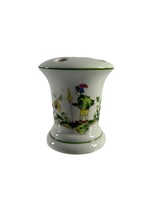 Vintage Porcelain Painted Toothbrush Holder Renaissance Man Flowers 4&quot; Tall - £19.46 GBP