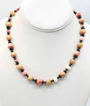 Vintage Beaded Sterling Silver Stone Necklace - $29.70