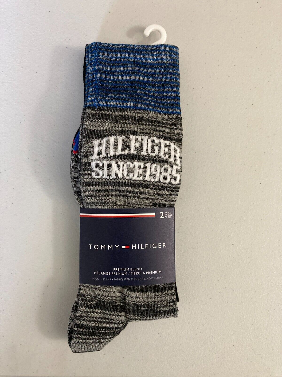 Primary image for Tommy Hilfiger Men's 2-pk. Premium Blend Logo Socks Gray/Black-Size 7-12