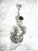 Woman Riding Serpent Dragon Exotic Sexy Girl 14g Black Belly Ring Barbell - £7.92 GBP