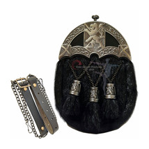 Scottish Kilt Original Black Seal Skin Full Dress Sporran Enamel Lion Ca... - $2,413.16 MXN