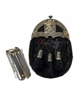 Scottish Kilt Original Black Seal Skin Full Dress Sporran Enamel Lion Ca... - €110,87 EUR