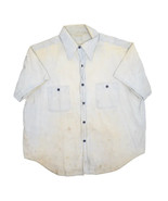 Vintage Distressed Chambrey Work Shirt Mens XL Short Sleeve Mechanic Wor... - £55.63 GBP
