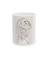 Artistic Butterfly Crystal Woman Ceramic Mug - Modern Line Art Butterfly... - $14.99+