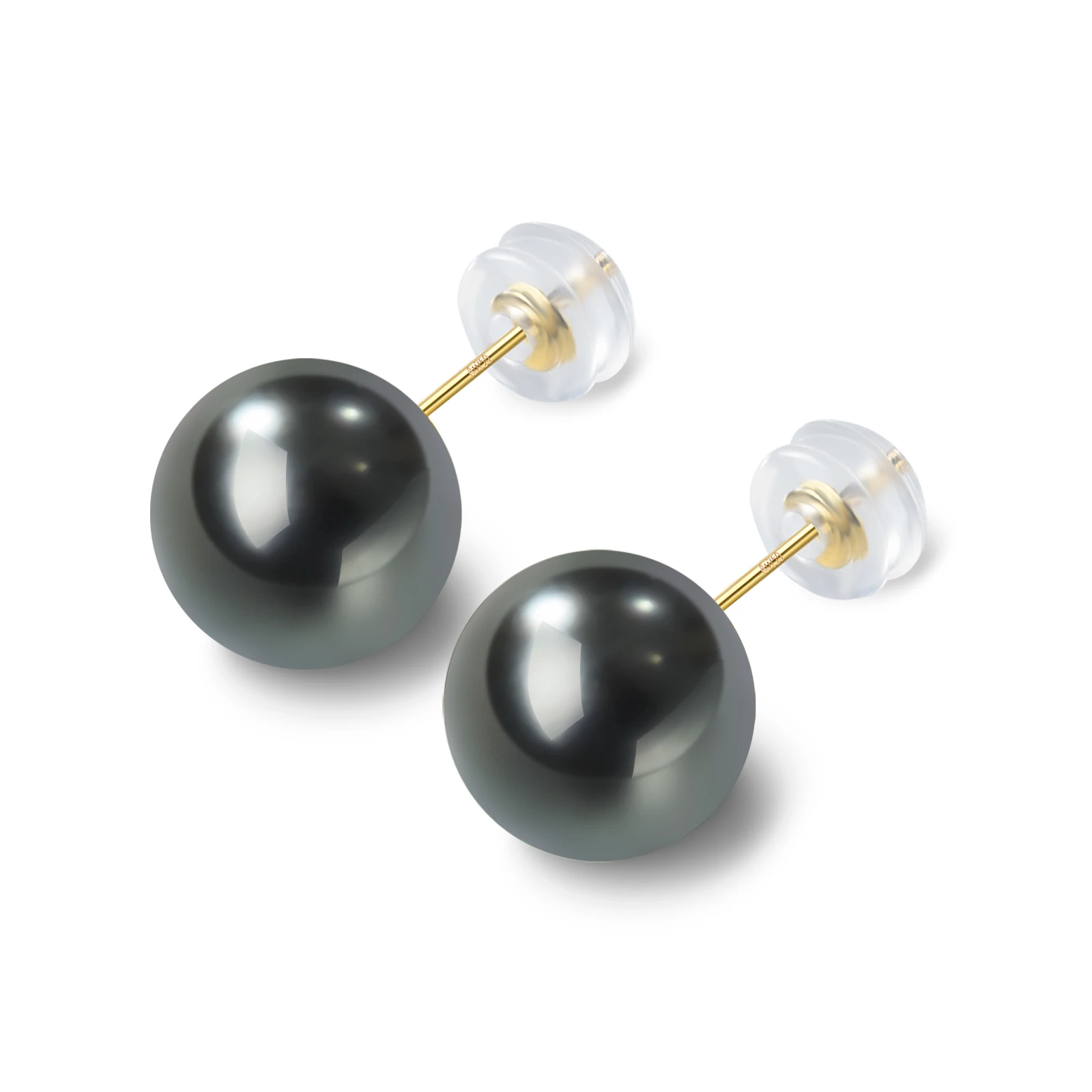 Tahitian Real Pearl Earrings for Women, Black Gold Stud Earrings, Hypoallergenic - £124.09 GBP