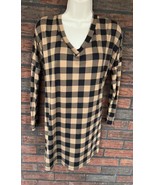 Buffalo Plaid Tunic Shirt Dress Small Stretch V-Neck Long Sleeve Soft Bo... - £5.97 GBP