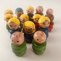 Vintage Lot of 14 Fisher Price Wood &amp; Plastic Little People Figures - $39.15