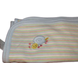 Knit Cotton Receiving baby Blanket blue peach orange green stripe snail ... - $9.35
