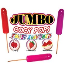 JUMBO FRUIT FLAVORED COCK POPS CHERRY STRAWBERRY WATERMELON 6 CANDY LOLLIPOPS - £42.42 GBP