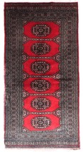 Handmade Vintage Uzbek Bukhara Rug 3&#39; x 6.1&#39; (92cm x 186cm), 1960s - 1C1095 - $8,023.95 MXN