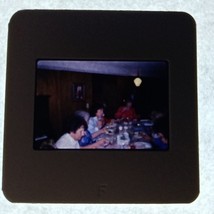 Found 35mm Slide Big 1982 Family Dinner Wood Walls Photo OOAK - $8.49