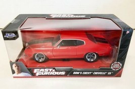 New Jada Toys 97193 Fast Furious Dom&#39;s Chevy Chevelle Ss Glossy Red 1:24 Vehicle - £25.69 GBP