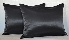 Black High Quality 2 Pieces of Hidden Zipper Satin Pillow Case - £19.53 GBP+