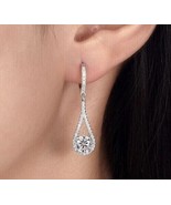 2.40Ct Round Cut Simulated Diamond Drop/Dangle Earrings In 14k White Gol... - $102.87
