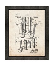 Bass Clarinet Patent Print Old Look with Beveled Wood Frame - $24.95+