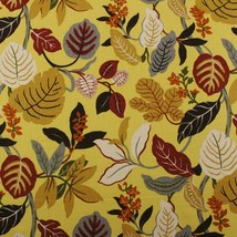 Braemore Rossano Banana Yellow Large Leaf Basketweave Cotton Fabric By Yard 54&quot;W - £11.18 GBP