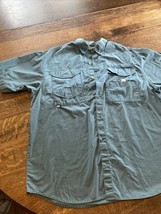 Columbia Sportswear Fishing Shirt Men&#39;s L Blue Short Sleeve Button Down - $18.80