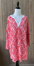 Lilly Pulitzer M Tunic Top Long Sleeve Pink White Coral Women&#39;s Medium - £23.94 GBP