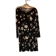 Old Navy Business Casual A-Line Black/White/Green Floral Long Sleeve Dre... - $14.99