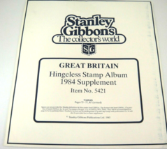 Stanley Gibbons Great Britain Hingeless 1984 Stamp Album Supplement #5421 NOS - £7.39 GBP