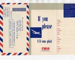 TWA Trans World Airlines 1948 If You Please Comment Form &amp; Western Union Ad - $21.78