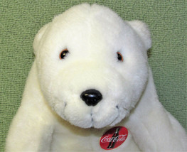 12" Vintage Coca Cola Polar Bear Stuffed Animal Plush White Plush Red Logo Toy - $22.50