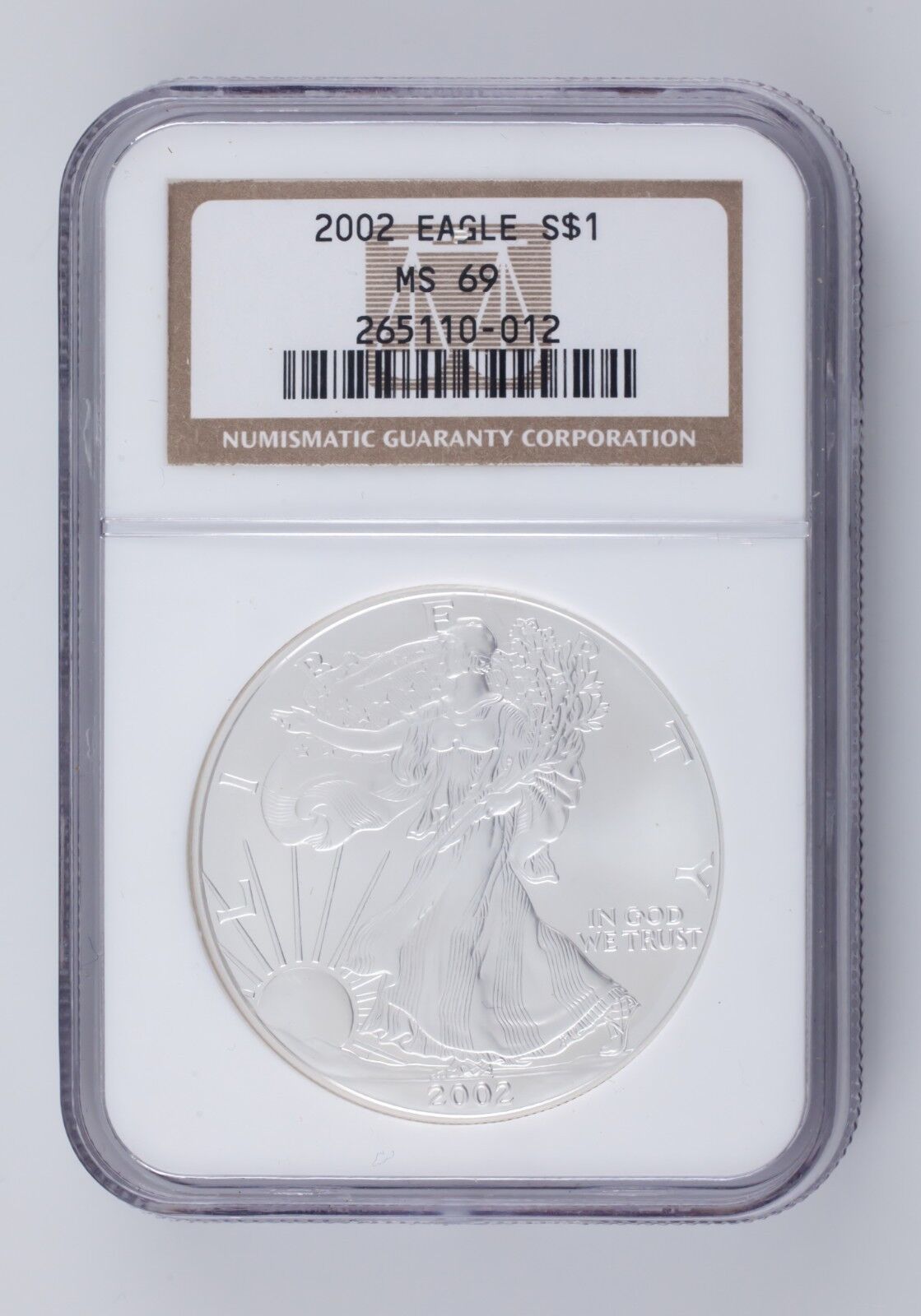 2002 American Silver Eagle Graded by NGC as MS69! Nice silver Eagle - £47.48 GBP