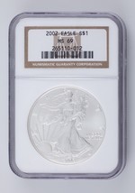 2002 American Silver Eagle Graded by NGC as MS69! Nice silver Eagle - £47.62 GBP