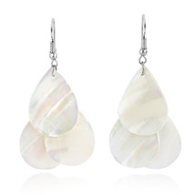 Lush Trio of Teardrop Shaped White Kabibe Shell Dangle Earrings - £11.07 GBP