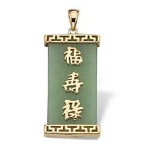 PalmBeach Jewelry Green Jade Gold-Plated Sterling Silver Prosperity Pendant - £49.71 GBP