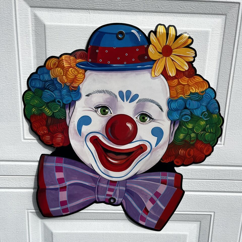 1998 Beistle Company 19"x20" Diecut Clown Head Hanging Birthday Party Decoration - £15.81 GBP