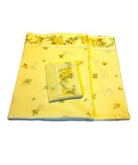Twin Perma Prest Yellow Floral Set of 2 Flat Sheets 1 Pillowcase Vintage... - £44.12 GBP