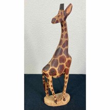 African Giraffe Carved Figure 12 Inch Wood Sculpture Safari VTG Figurine - £22.22 GBP