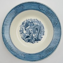 Royal Currier &amp; Ives Blue Round Vegetable Bowl Ironstone China Maple Sugaring - £16.33 GBP