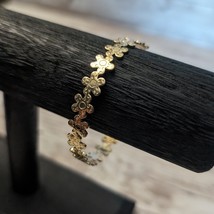 Vintage Bracelet / Bangle / Cuff Gold Tone Flowers - $13.99