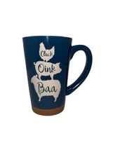 Old East Main Ceramic Latte Mug - Cluck/Oink/Baa Farm Mug - Blue/Brown 17oz - £12.20 GBP