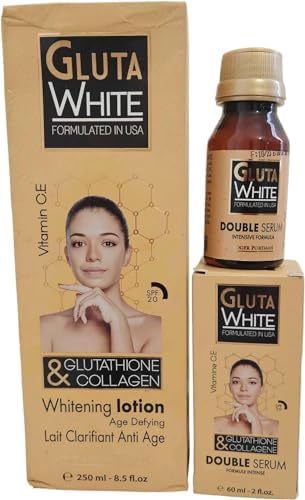 Gluta White Age Defying Lotion With Glutathione & Collagen 500ml and Double Seru