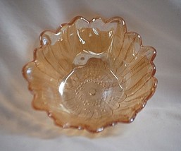 Vintage Indiana Carnival Glass Iridescent Marigold Amber Sunflower Dish Bowl MCM - £15.58 GBP