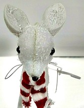 Standing White Deer Hanging Christmas Tree Ornament keepsake Reindeer Red Scarf - £11.99 GBP