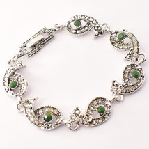 Emerald Gemstone Handmade Fashion Ethnic Marcasite Bracelet Jewelry 7-8&quot; SA 1244 - £4.78 GBP