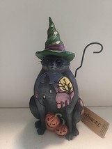 Black Cat JIM SHORE Heartwood Creek Midnight Marvel Halloween Figure W T... - $39.00