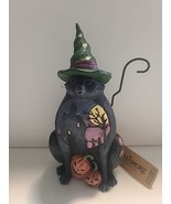 Black Cat JIM SHORE Heartwood Creek Midnight Marvel Halloween Figure W T... - $39.00