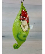 Fairy Pixie Gnome in a Leaf Pod Sleeping 4&quot; Figure Ornament Resin New w Tag - £13.80 GBP