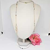 925 Sterling Silver Vermeil - Bezel Set Multi Color Stone Chain Necklace... - $29.95