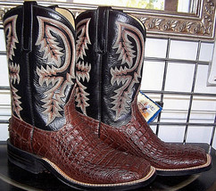 Anderson Bean Sportrust Caiman Crocodile Alligator Square Toe Cowboy Boots 8 D - £693.40 GBP