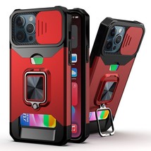 Card Holder Magnetic Ring Stand Hybrid Camera Case Cover RED For iPhone 11 - £6.84 GBP