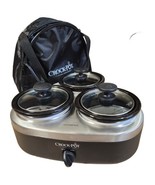 Crock-Pot Trio Slow Cooker &amp; Black Travel Bag 3-16oz Bowls Cook Serve Li... - £37.15 GBP