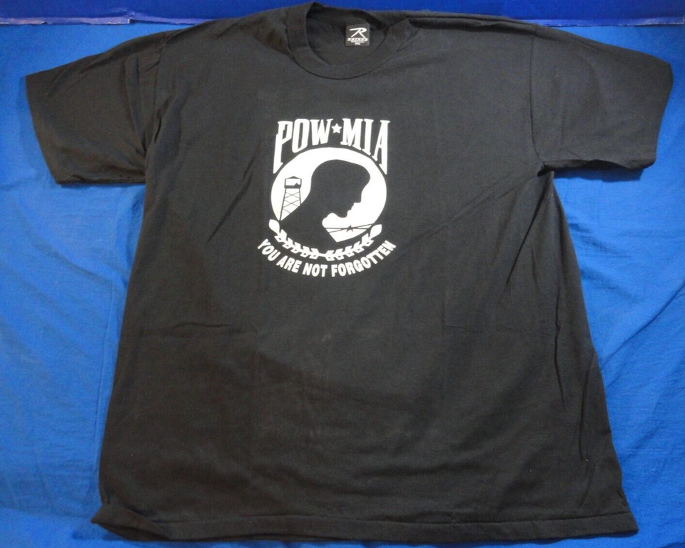 POW MIA MISSING IN ACTION YOU ARE NOT FORGOTTEN BLACK T-SHIRT XXL 2XL - $16.82